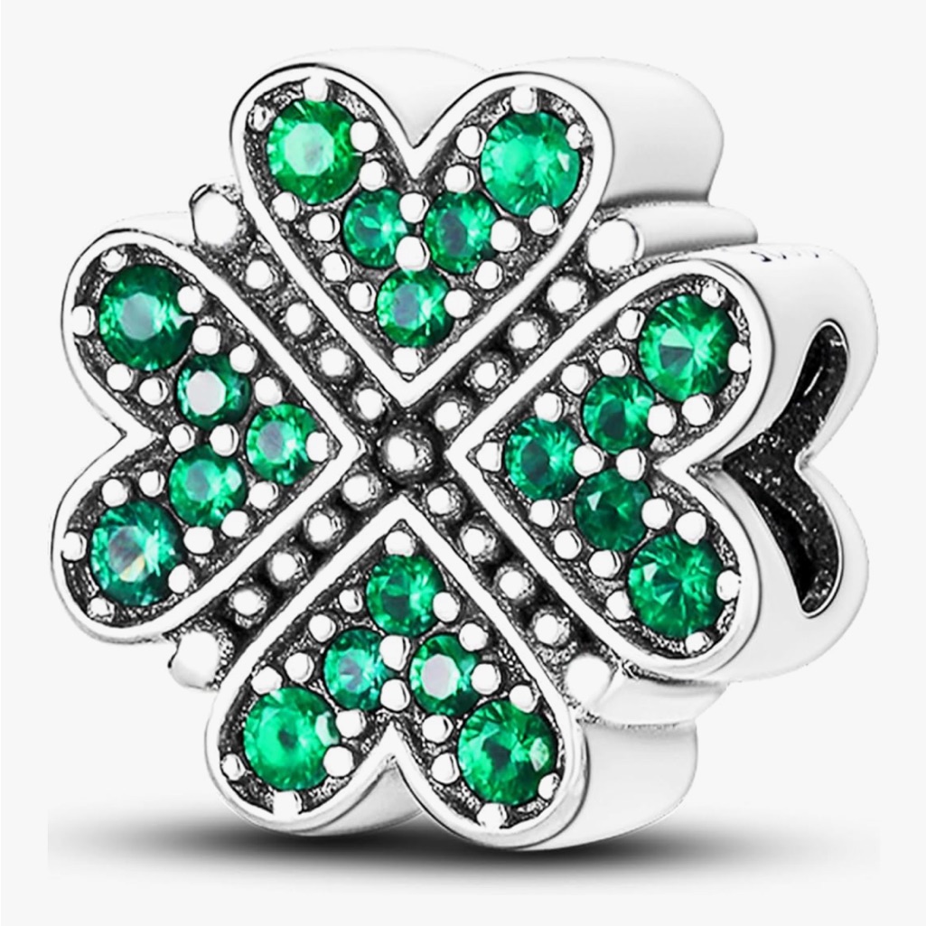Clover Hearts Charm-Compatible With Pandora Bracelets & Most Others